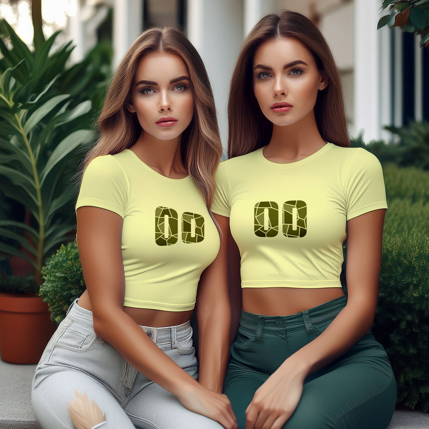 00 Number Women Crop Top (Butter Yellow)