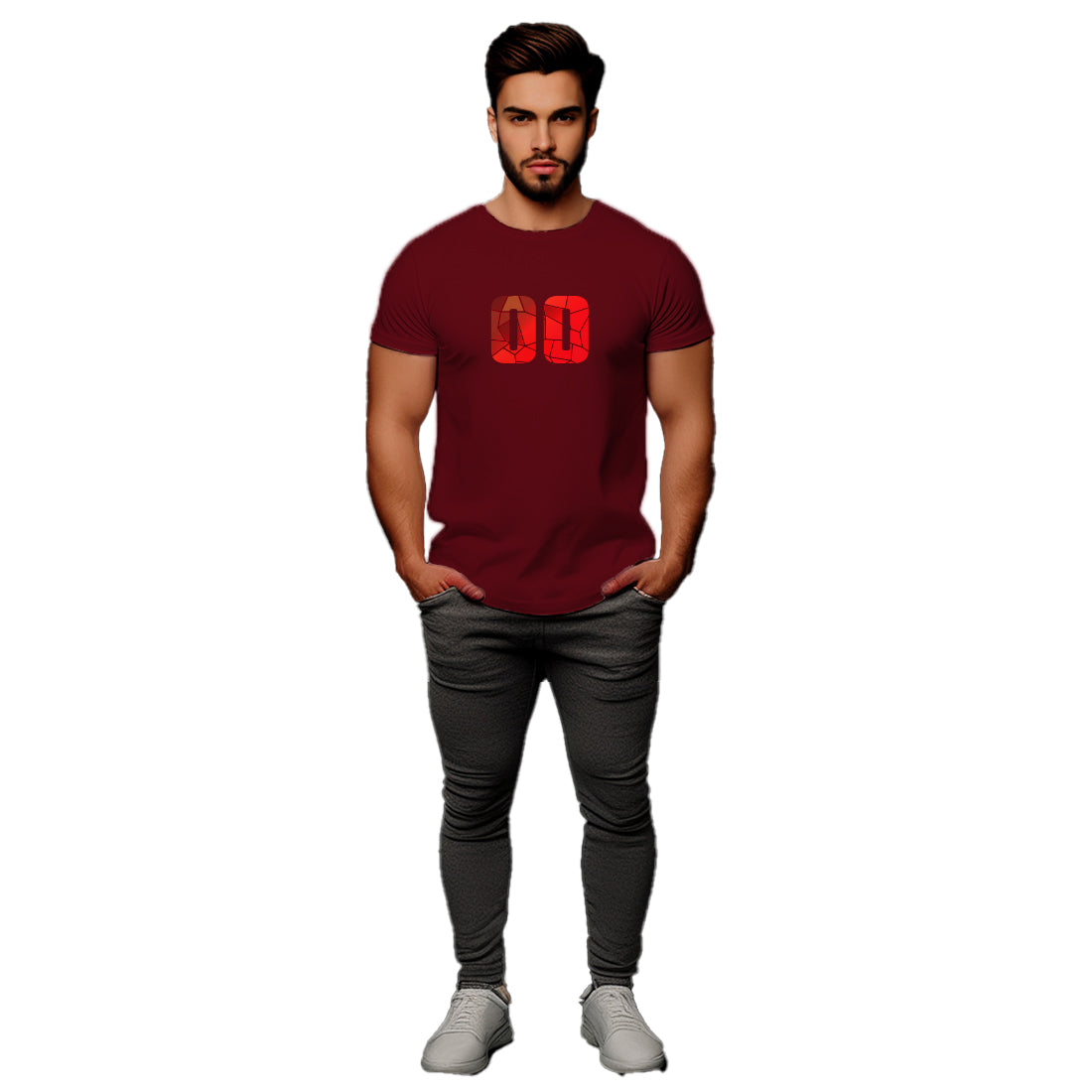 00 Number Men Unisex T-Shirt (Maroon)
