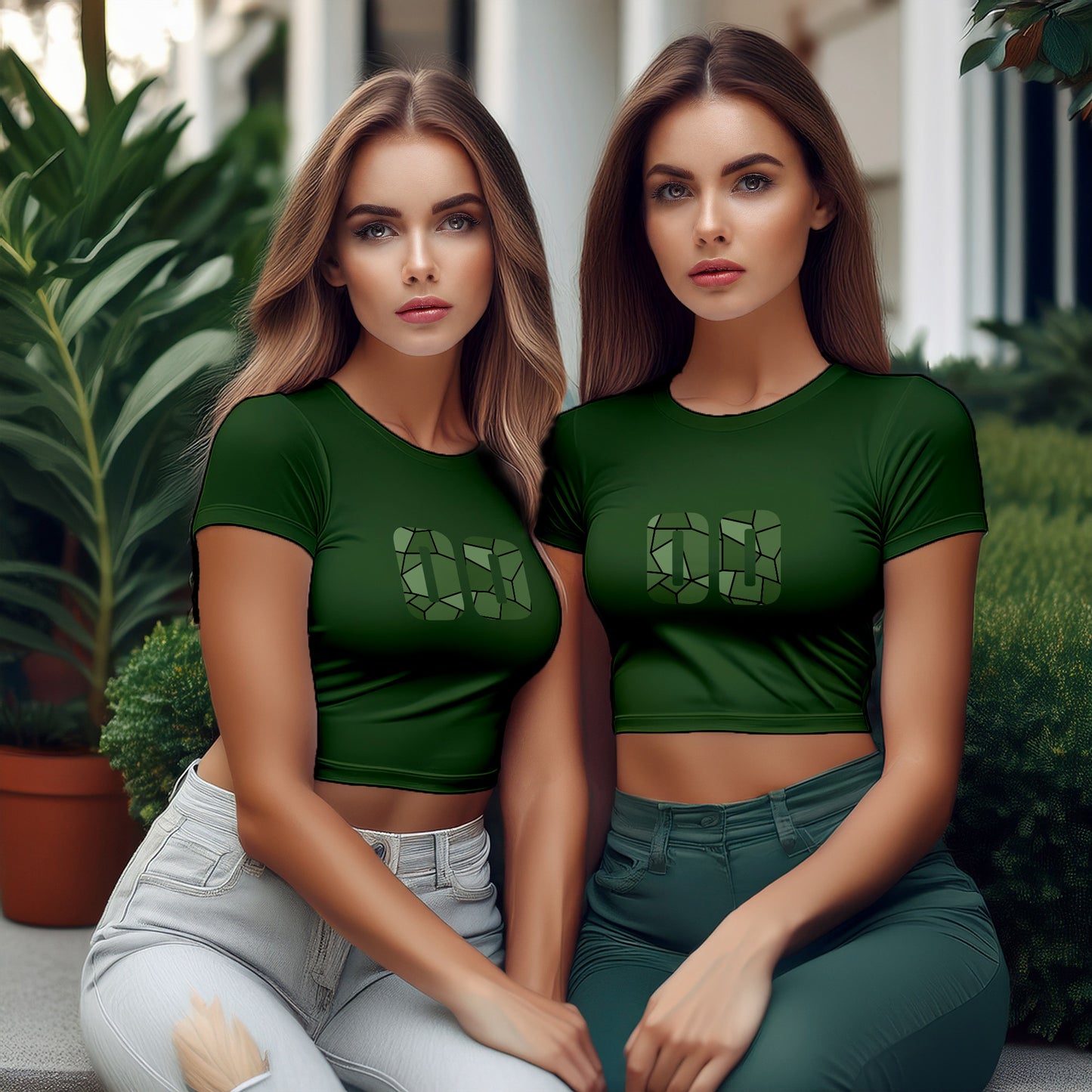 00 Number Women Crop Top (Olive Green)