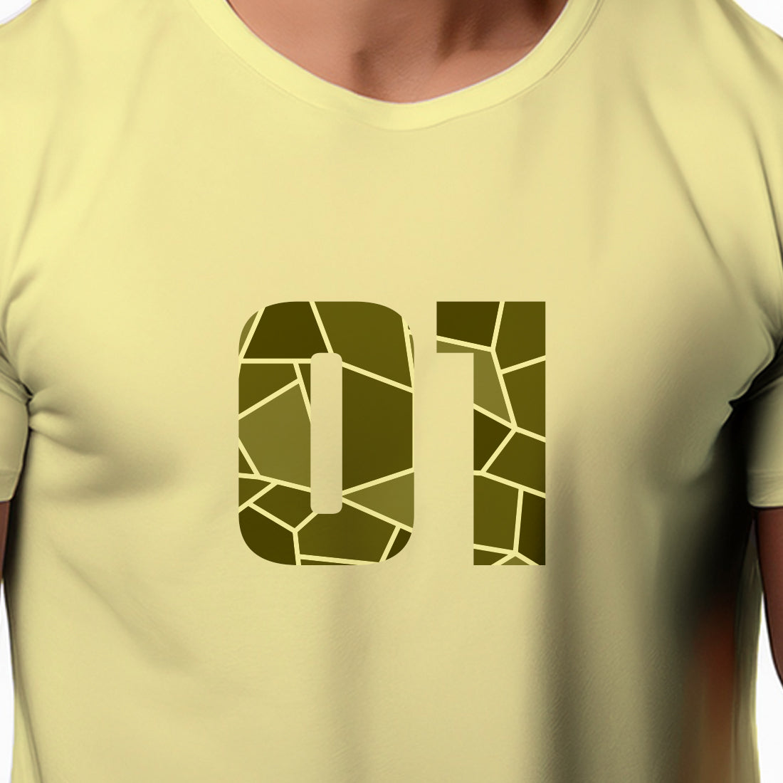 01 Number Men Unisex T-Shirt (Butter Yellow)