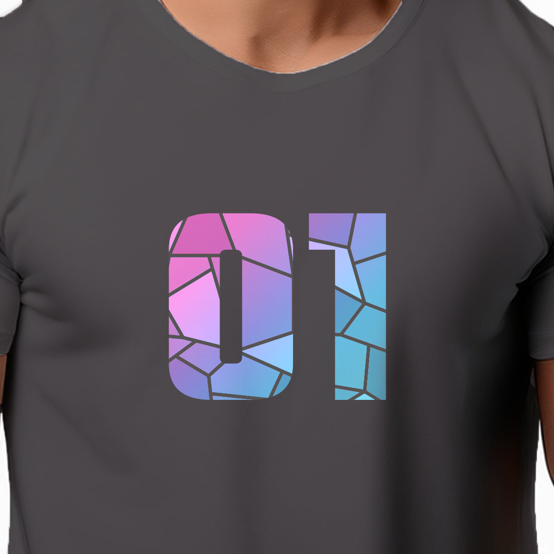 01 Number Men Unisex T-Shirt (Charcoal Grey)