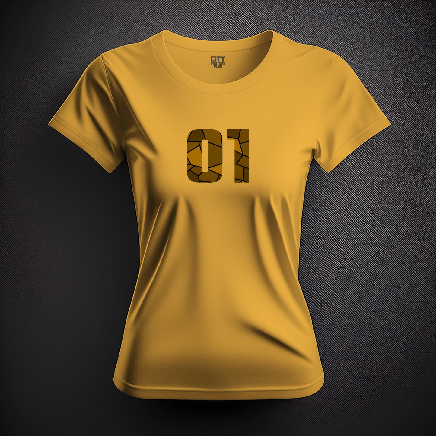 01 Number Women T-Shirt (Golden Yellow)