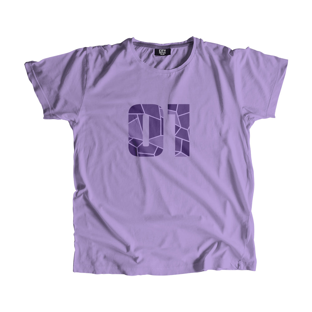 01 Number Men Unisex T-Shirt (Iris Lavender)