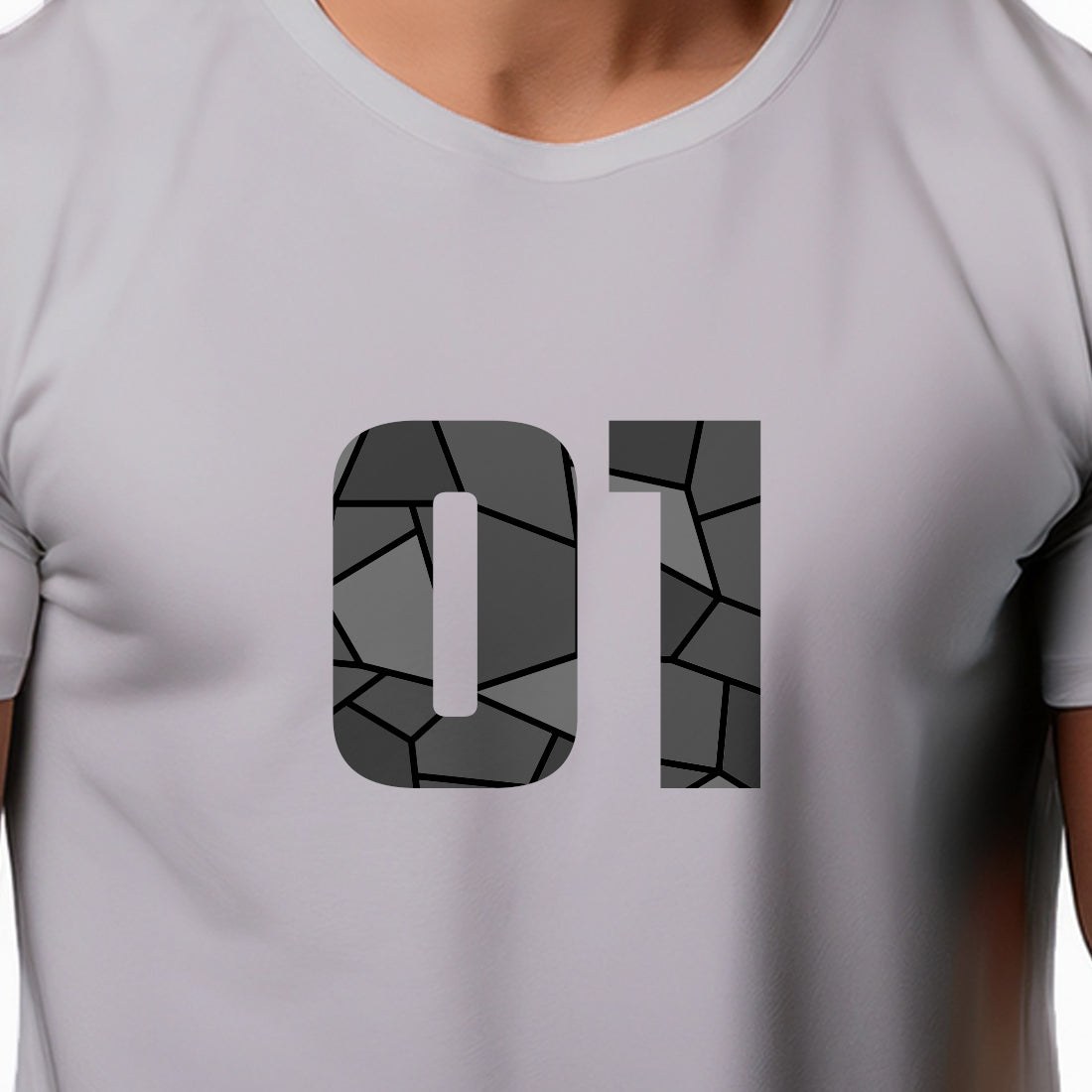 01 Number Men Unisex T-Shirt (Melange Grey)