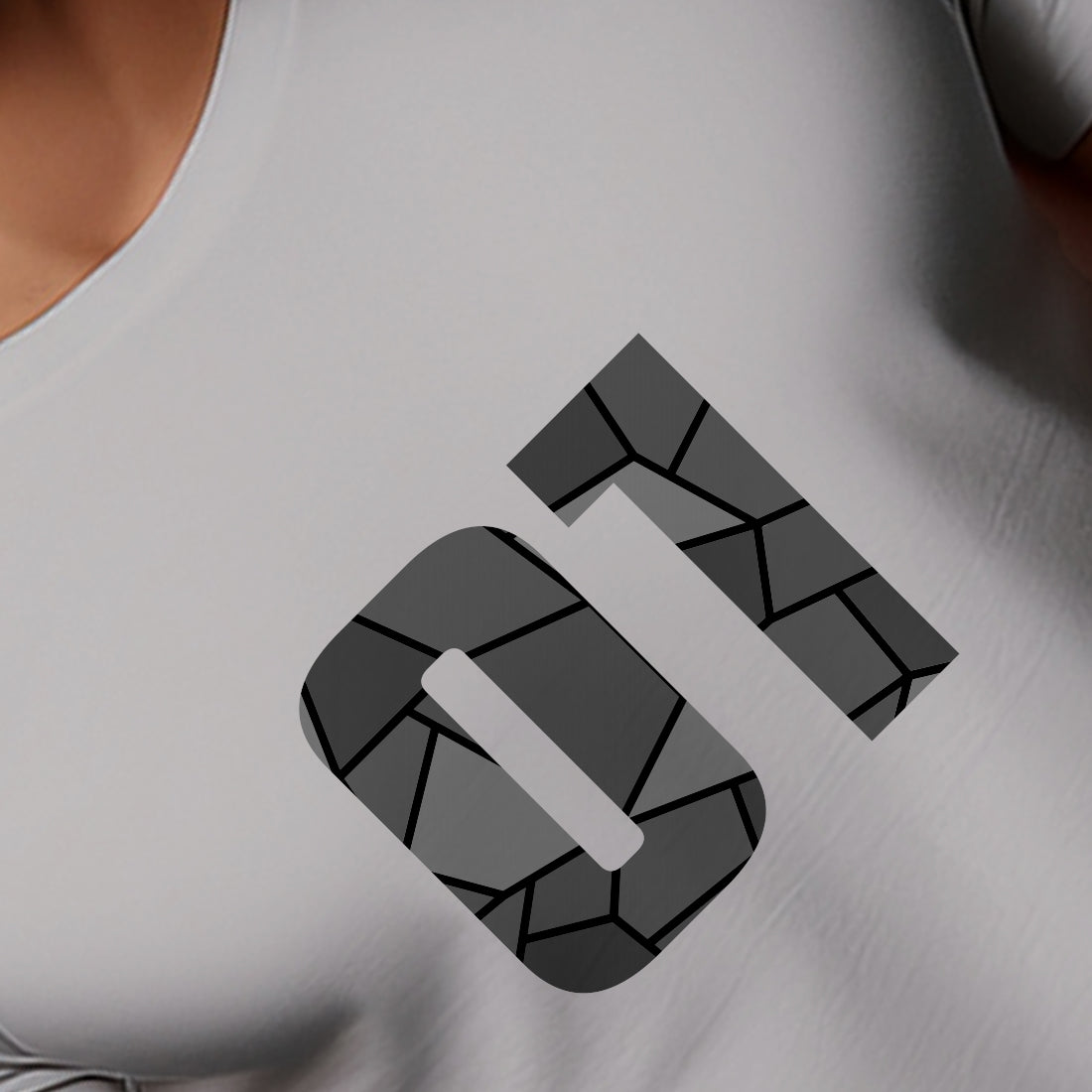 01 Number Men Unisex T-Shirt (Melange Grey)