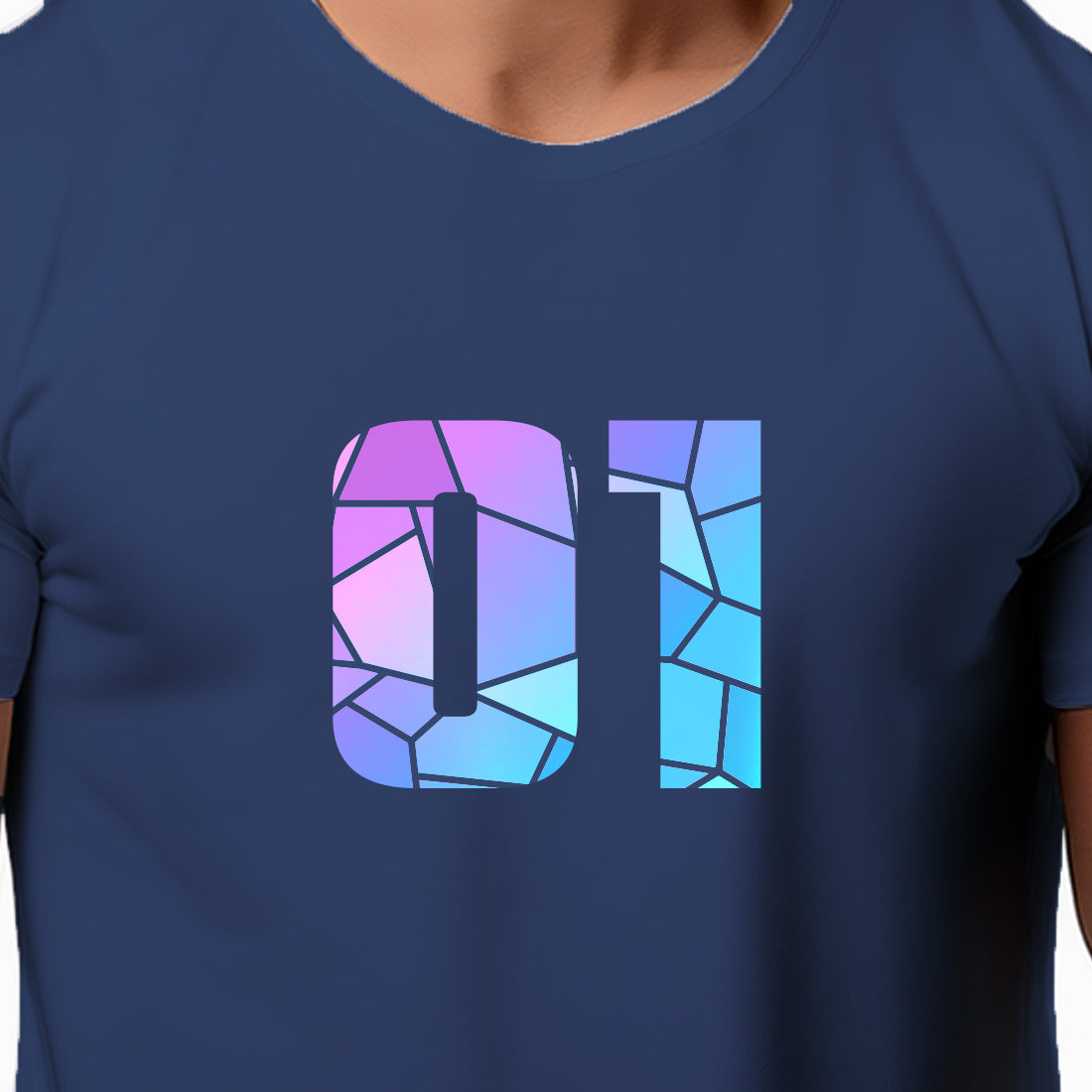 01 Number Men Unisex T-Shirt (Navy Blue)
