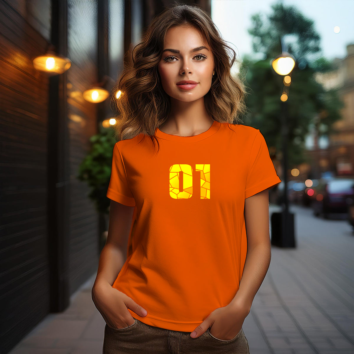 01 Number Women T-Shirt (Orange)