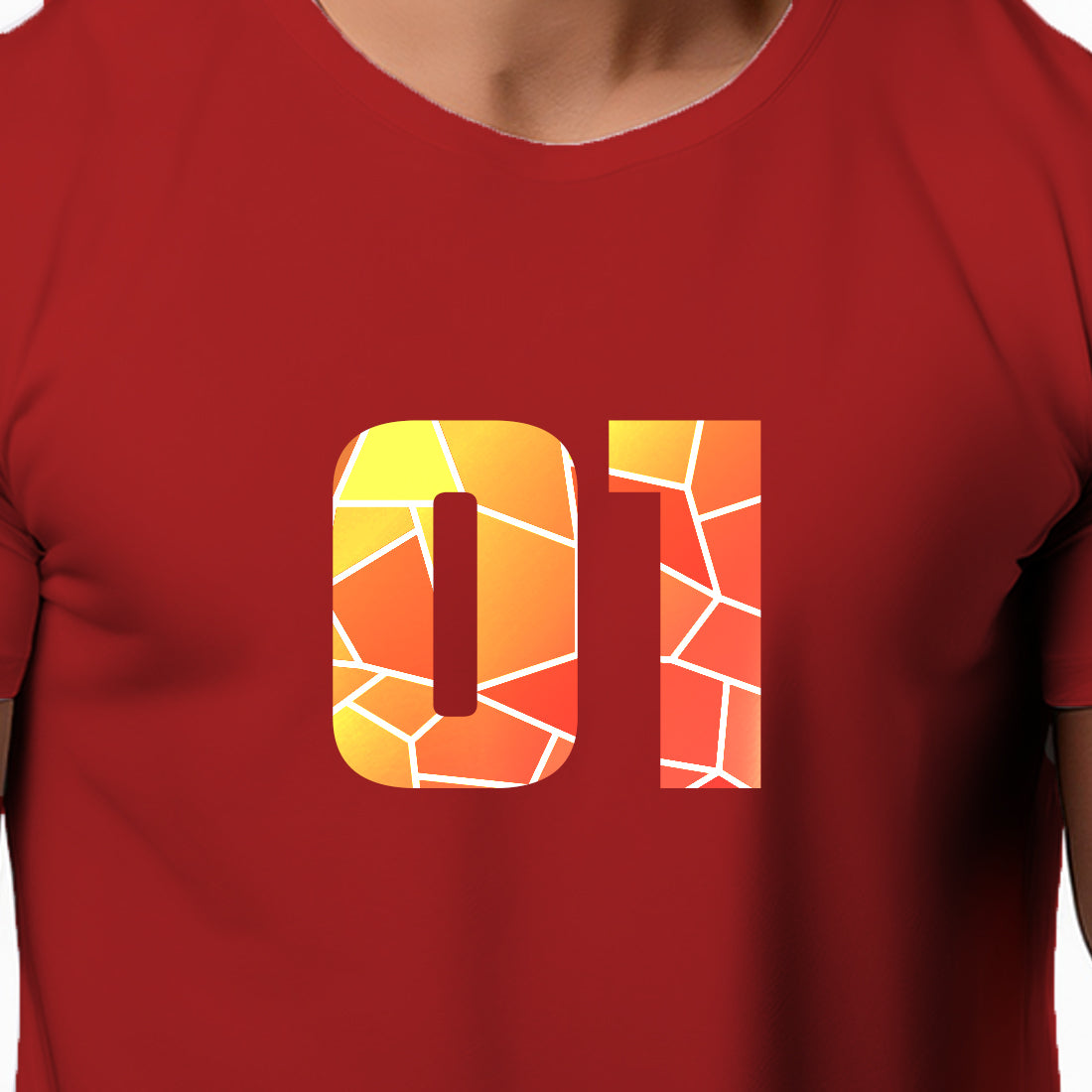 01 Number Men Unisex T-Shirt (Red)
