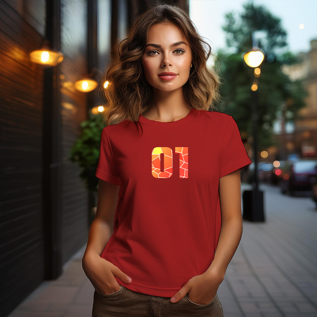 01 Number Women T-Shirt (Red)