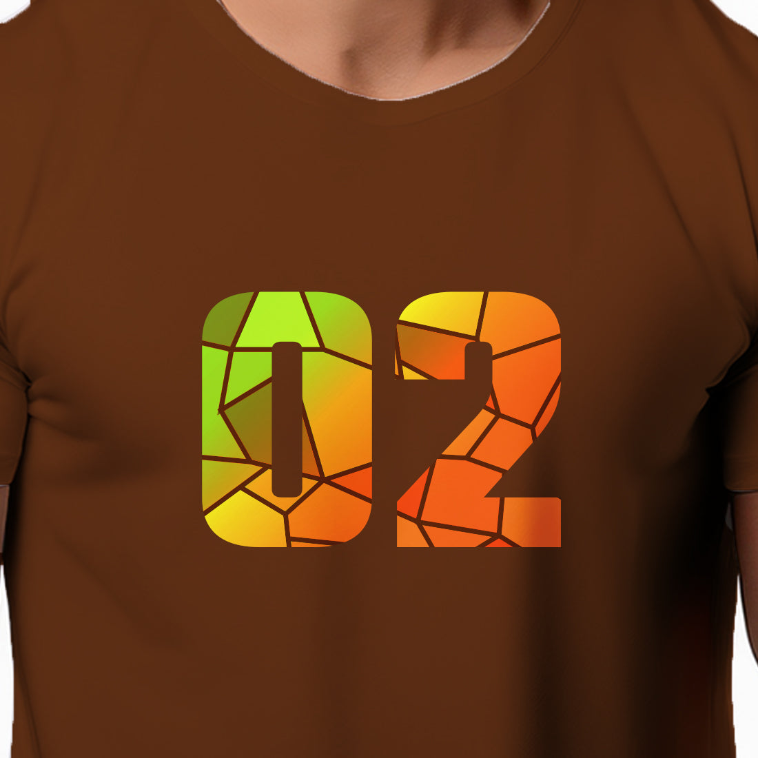 02 Number Men Unisex T-Shirt (Brown)