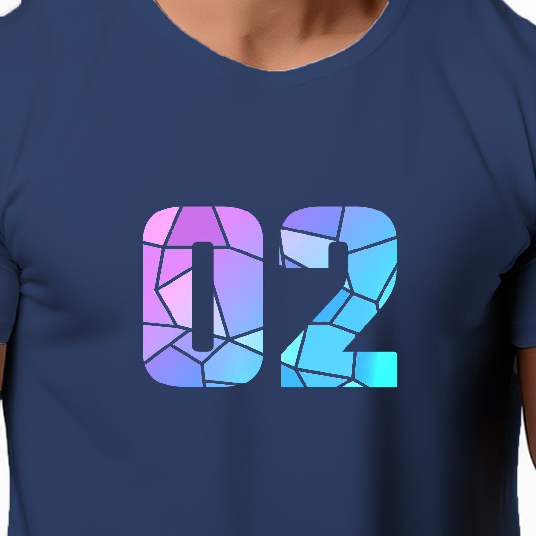 02 Number Men Unisex T-Shirt (Navy Blue)