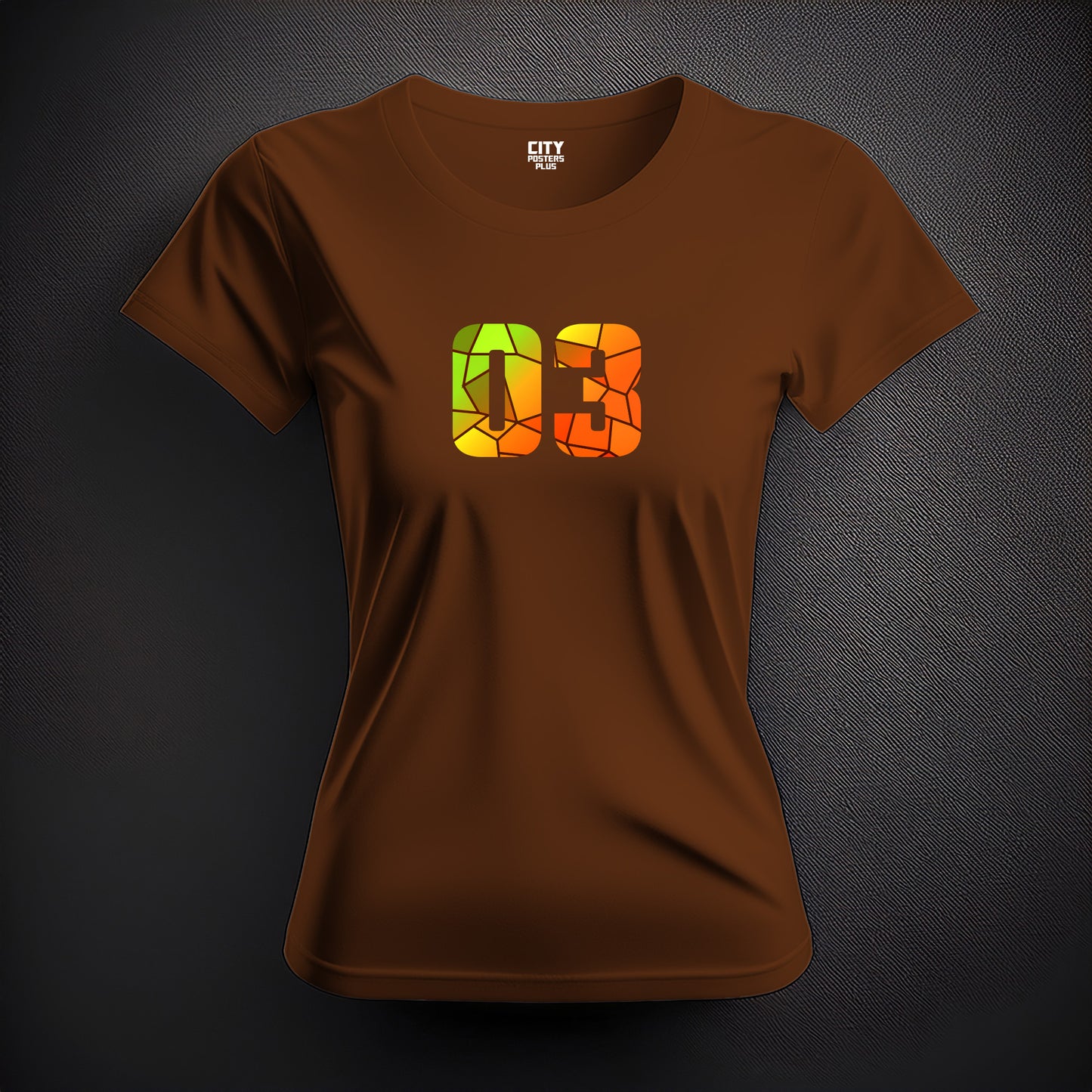 03 Number Women T-Shirt (Brown)