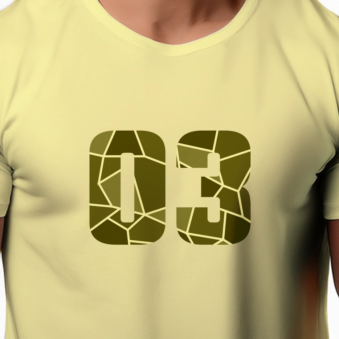 03 Number Men Unisex T-Shirt (Butter Yellow)