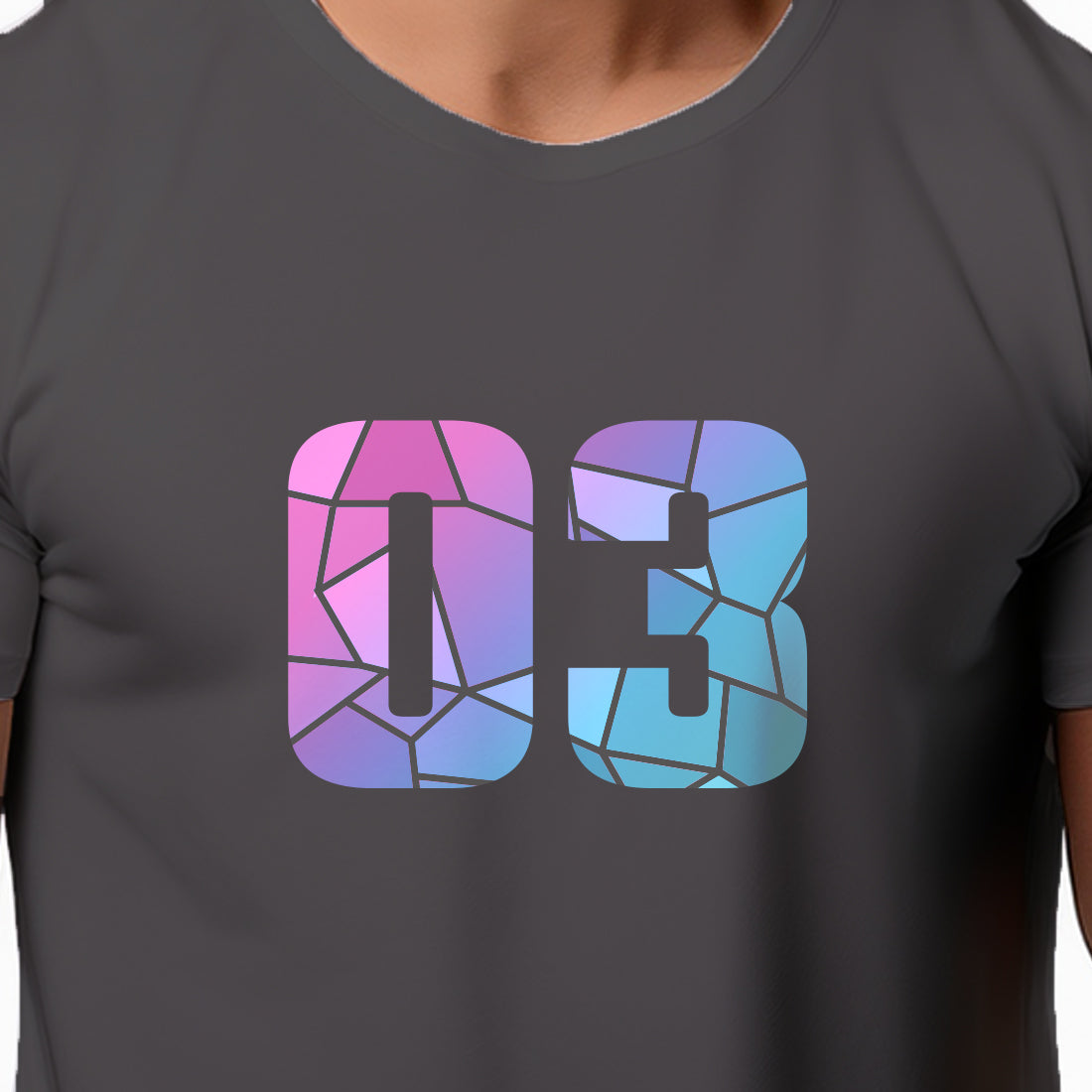 03 Number Men Unisex T-Shirt (Charcoal Grey)
