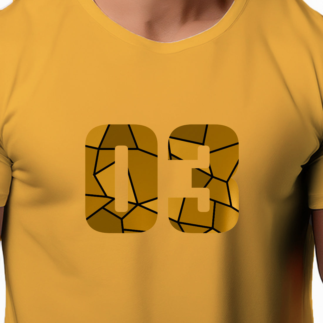 03 Number Men Unisex T-Shirt (Golden Yellow)