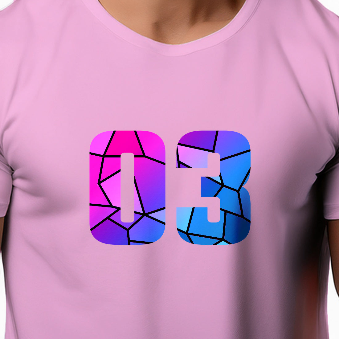 03 Number Men Unisex T-Shirt (Light Pink)