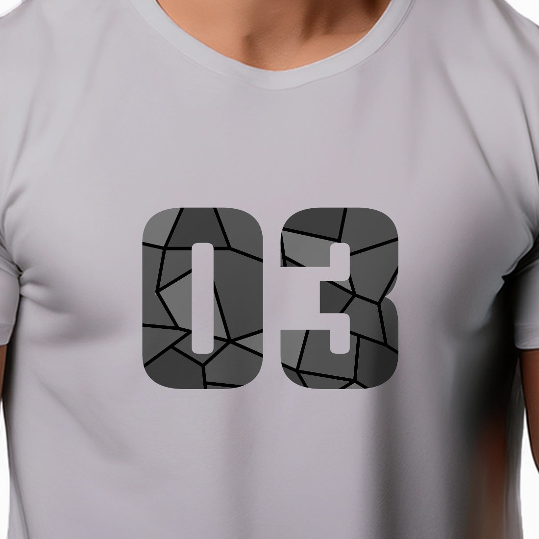 03 Number Men Unisex T-Shirt (Melange Grey)