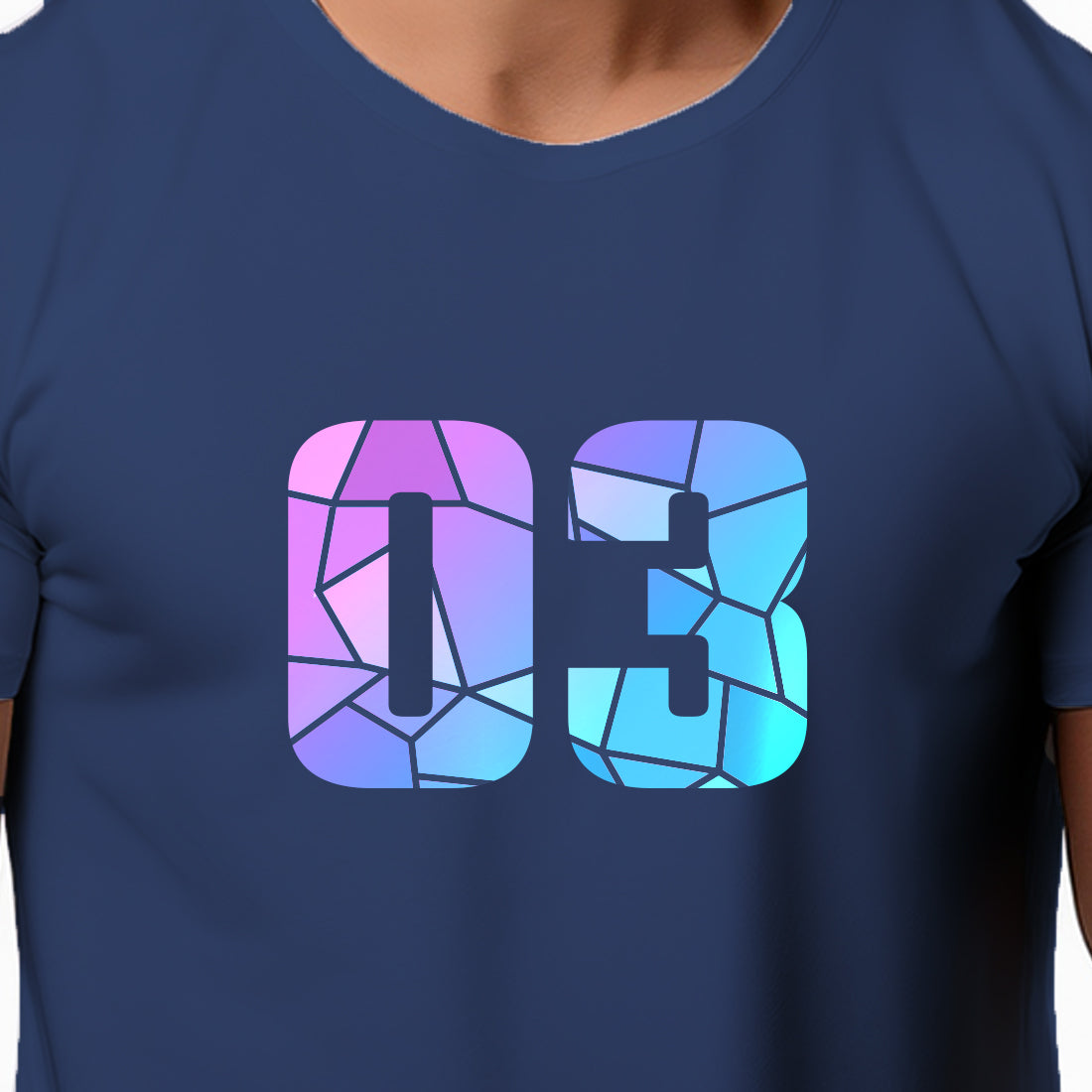 03 Number Men Unisex T-Shirt (Navy Blue)