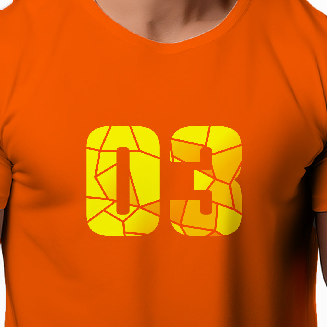 03 Number Men Unisex T-Shirt (Orange)