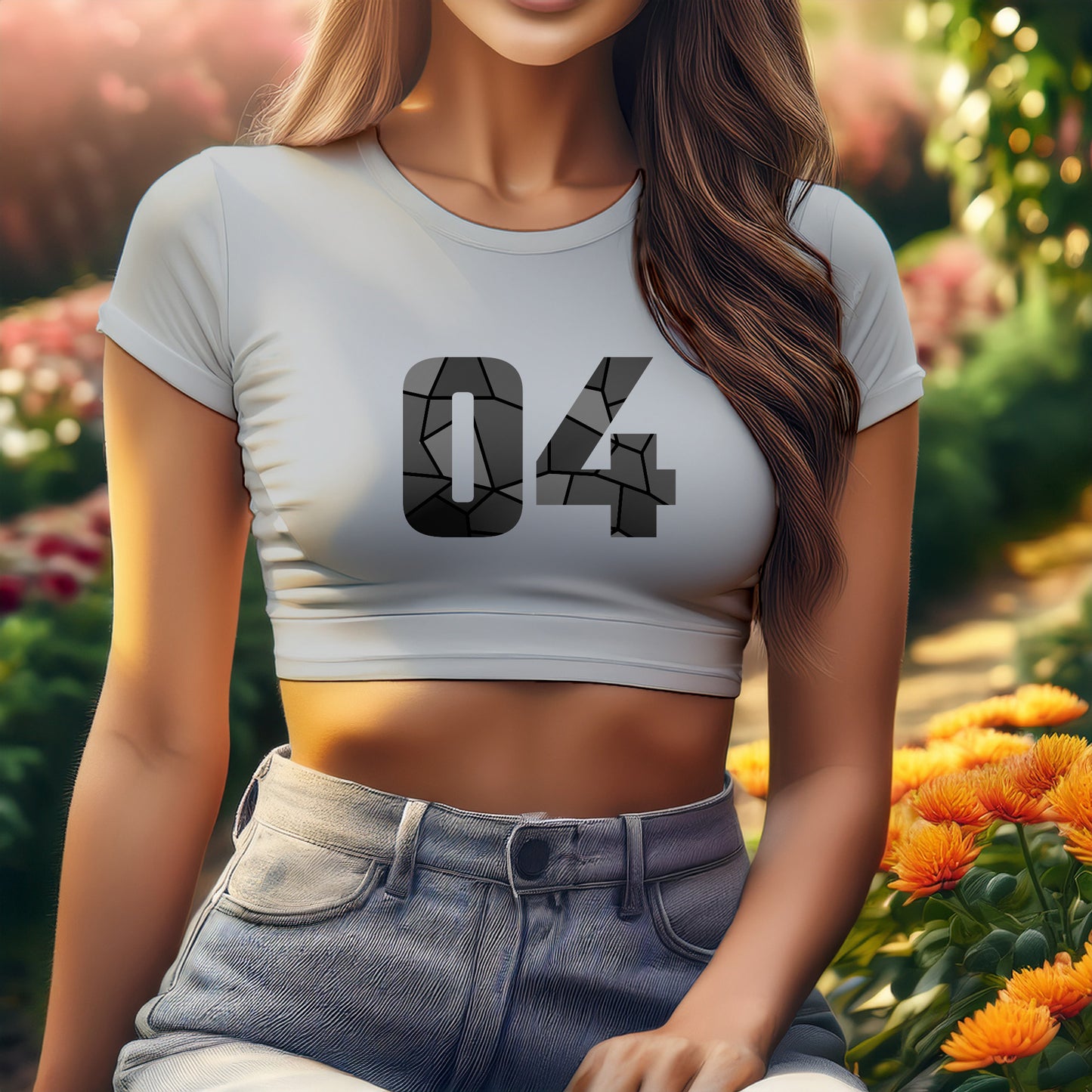 04 Number Women Crop Top (Melange Grey)