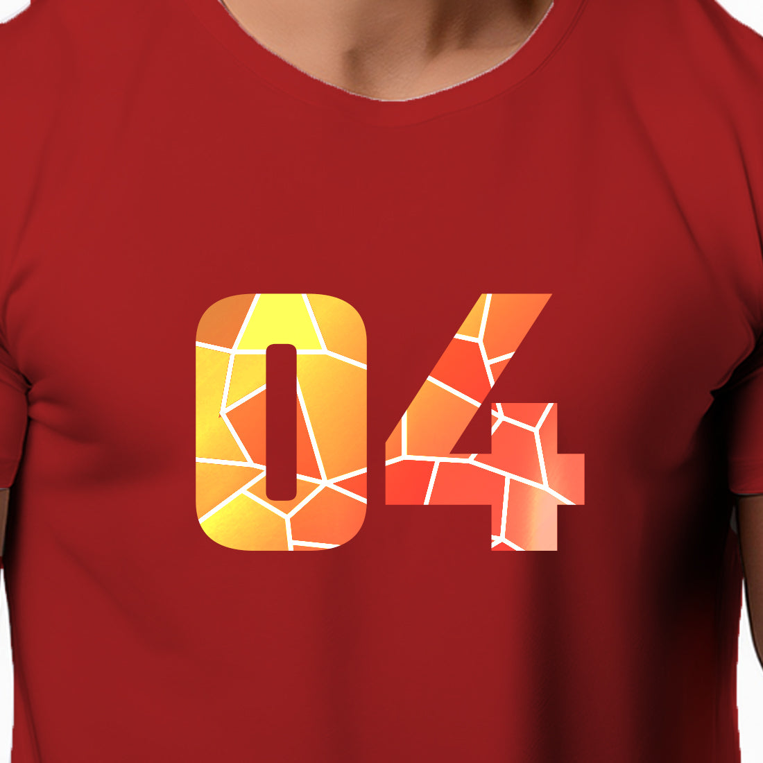 04 Number Men Unisex T-Shirt (Red)