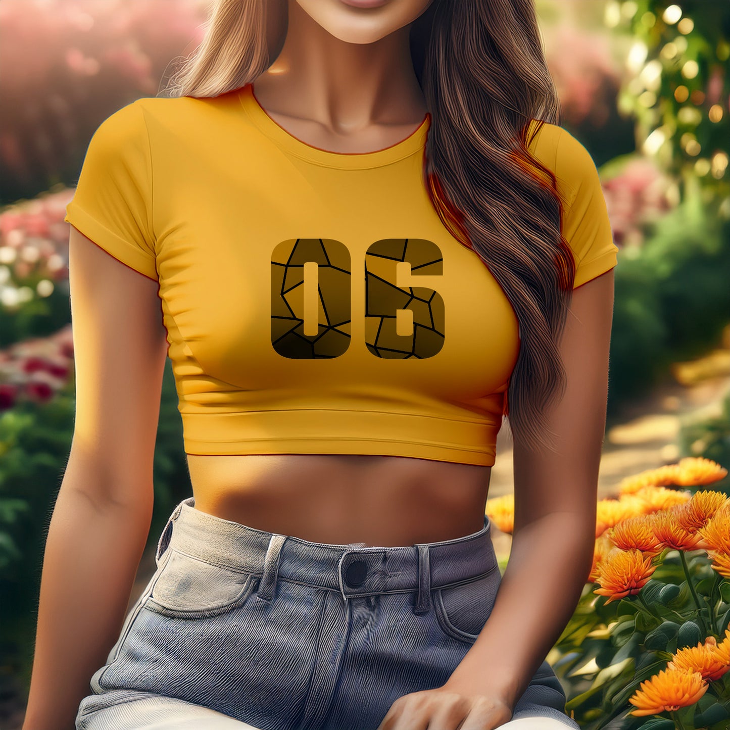 06 Number Women Crop Top (Golden Yellow)