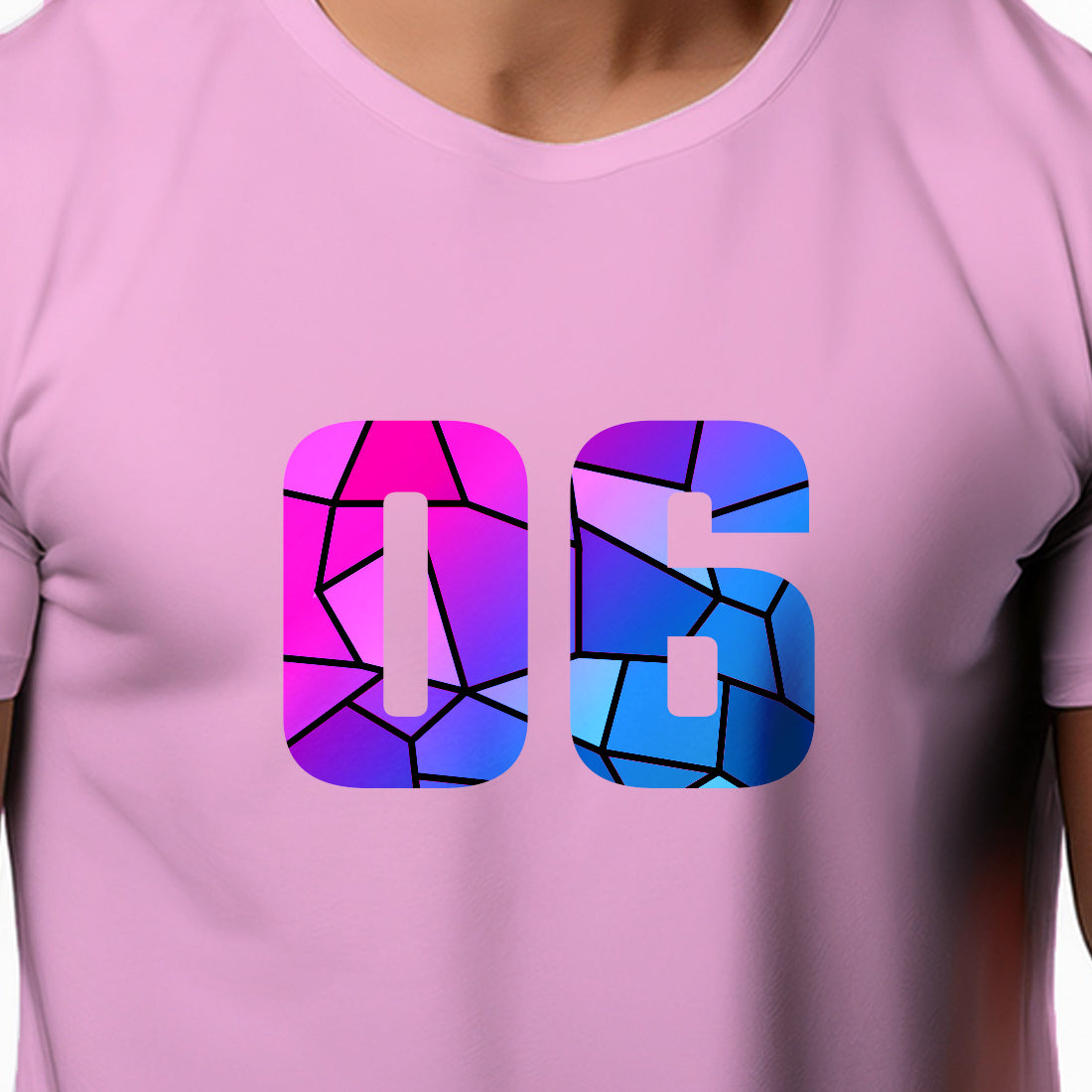 06 Number Men Unisex T-Shirt (Light Pink)