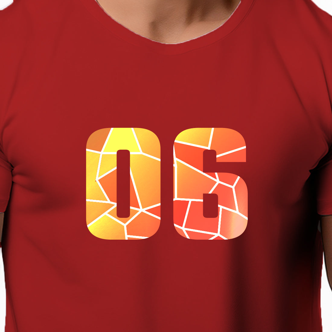 06 Number Men Unisex T-Shirt (Red)