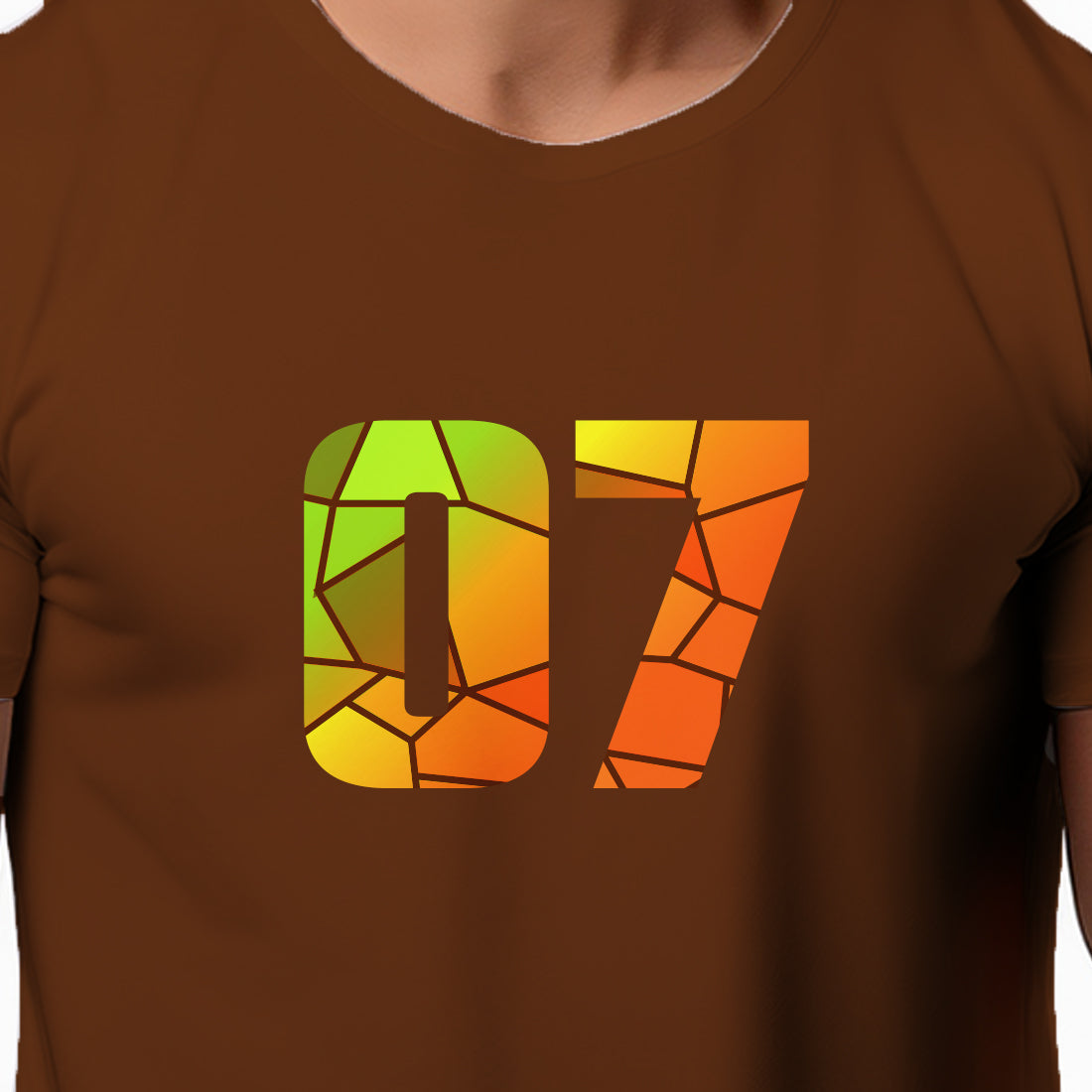 07 Number Men Unisex T-Shirt (Brown)