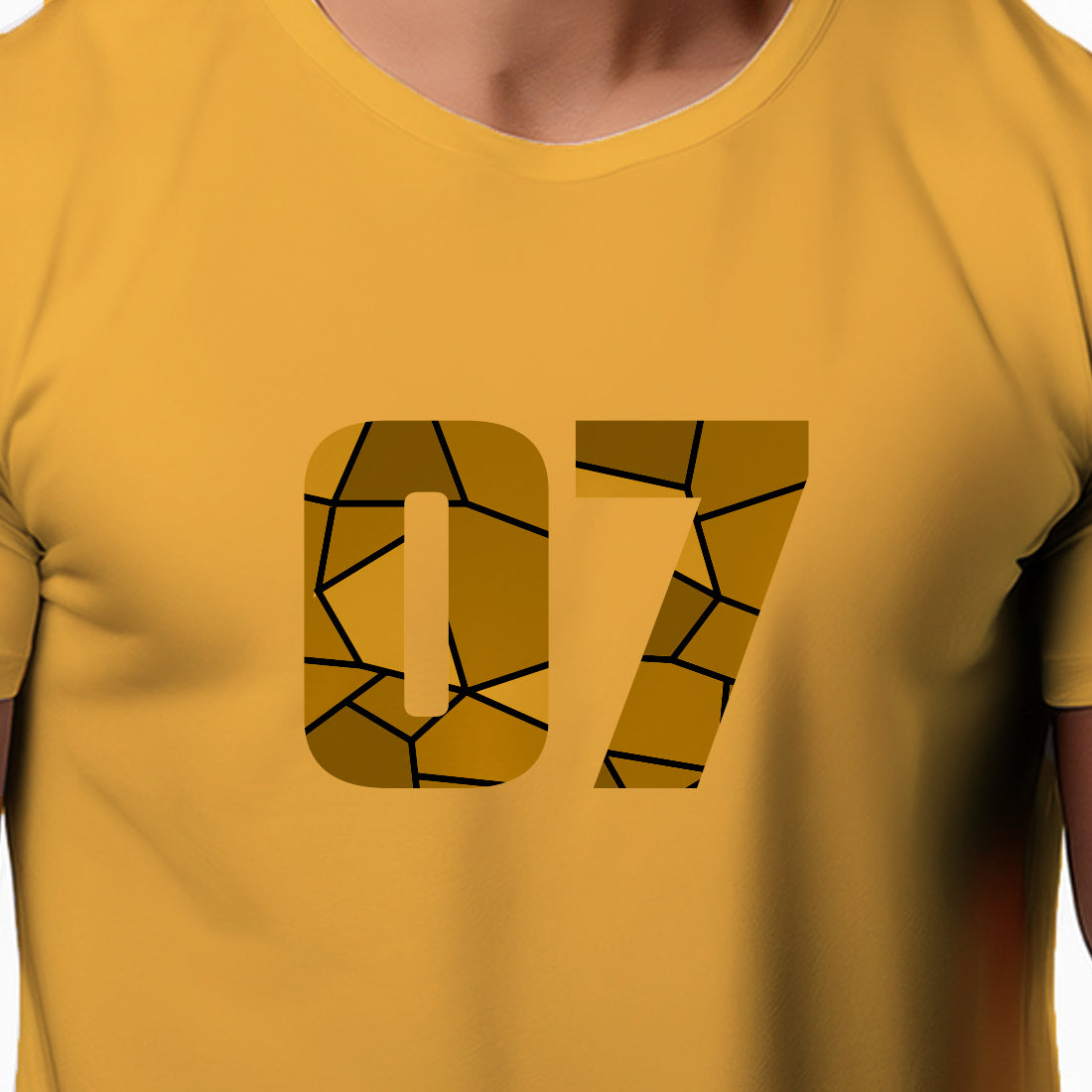 07 Number Men Unisex T-Shirt (Golden Yellow)