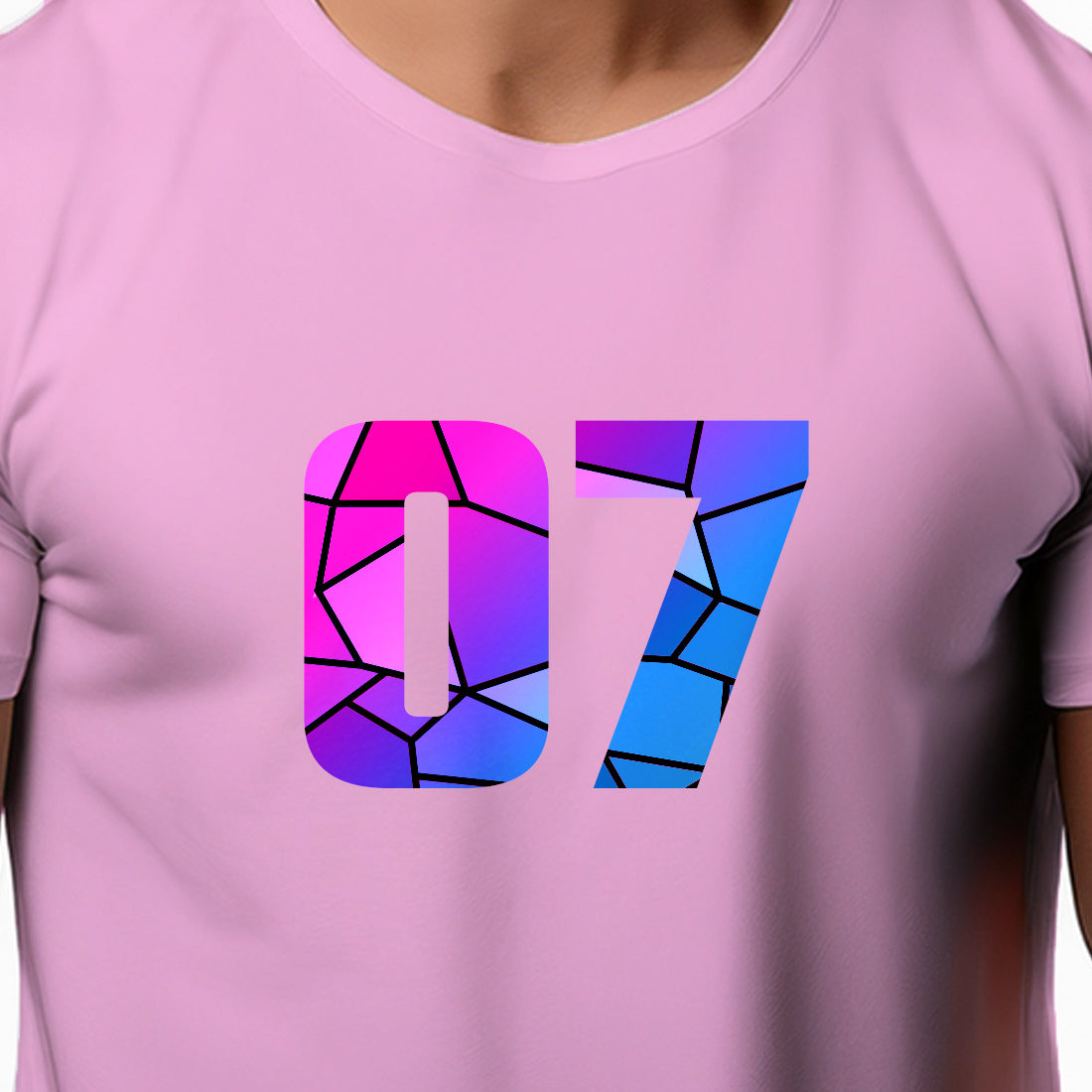 07 Number Men Unisex T-Shirt (Light Pink)