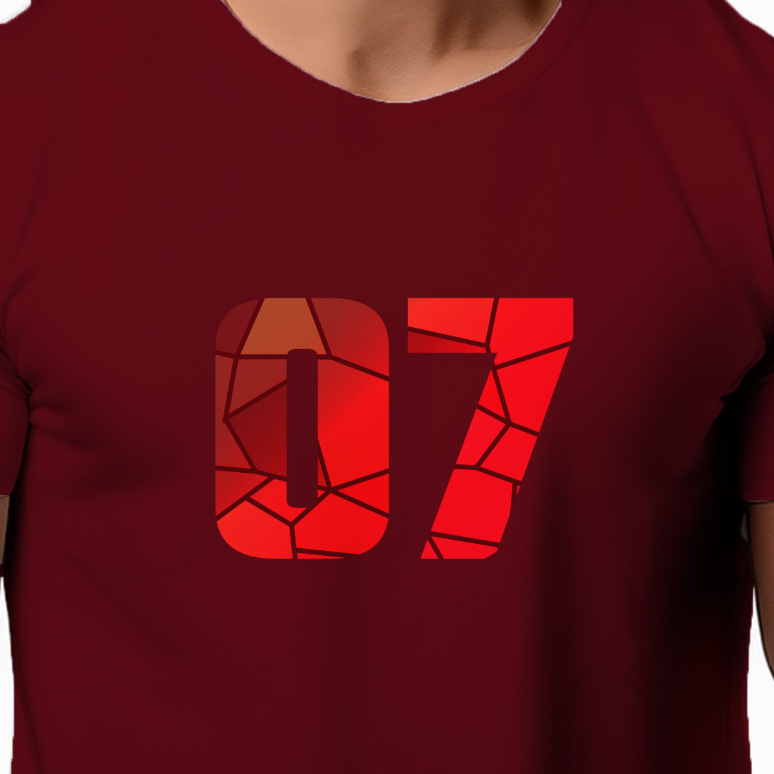 07 Number Men Unisex T-Shirt (Maroon)