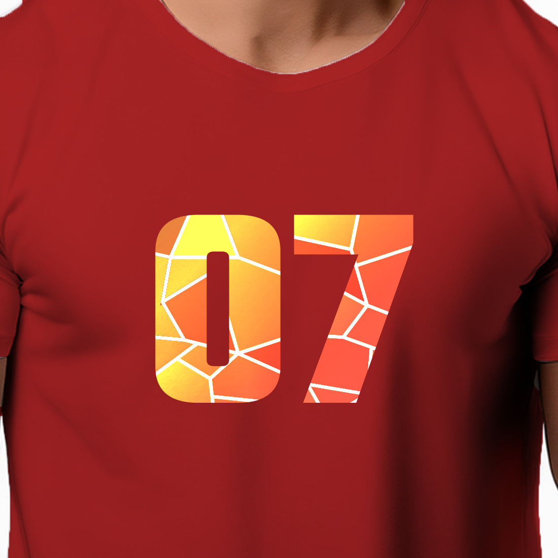 07 Number Men Unisex T-Shirt (Red)