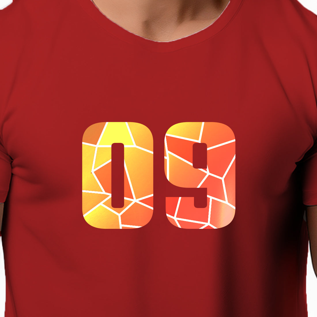 09 Number Men Unisex T-Shirt (Red)