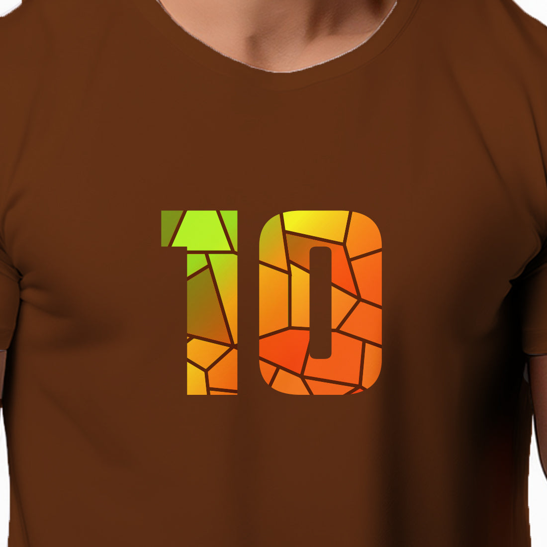 10 Number Men Unisex T-Shirt (Brown)