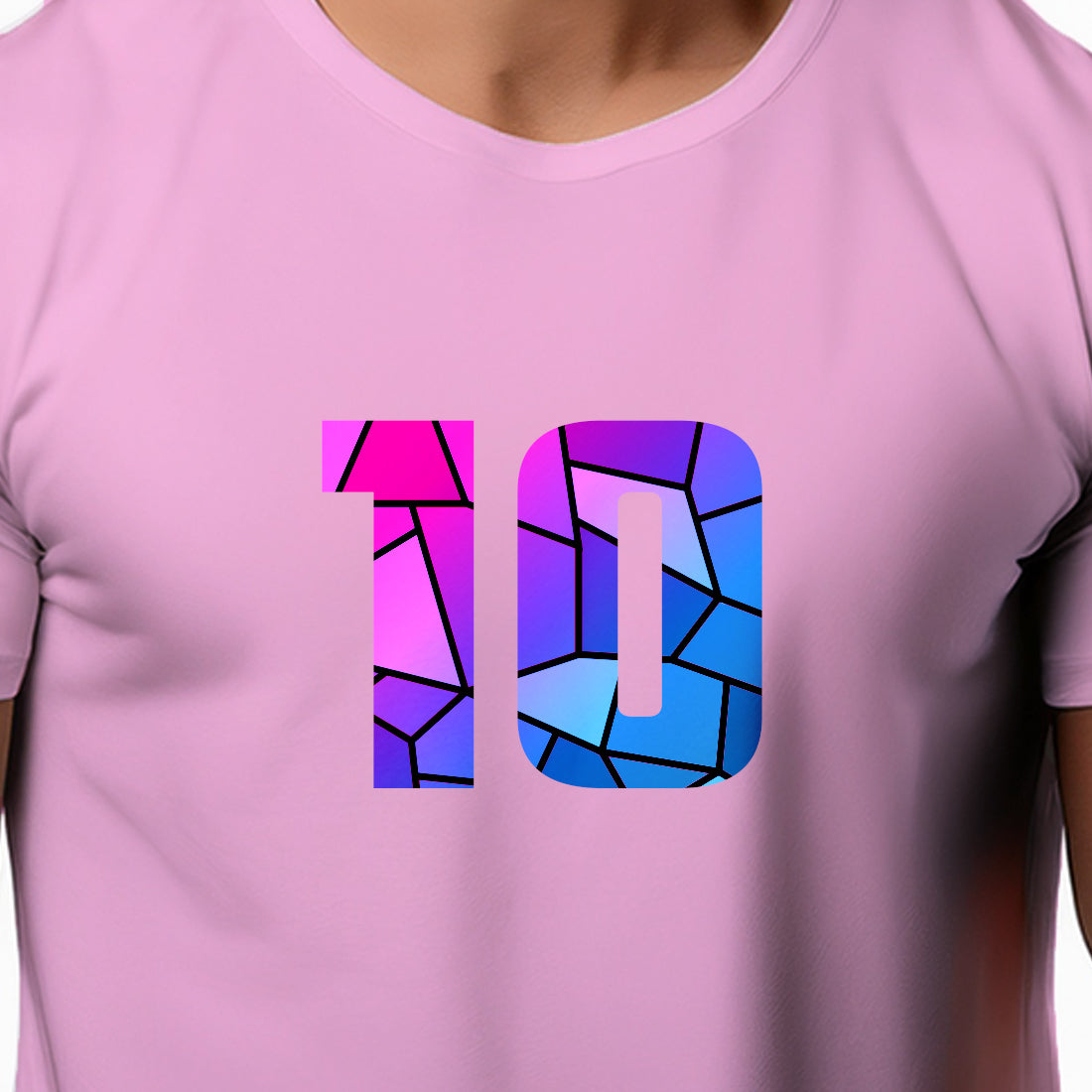 10 Number Men Unisex T-Shirt (Light Pink)