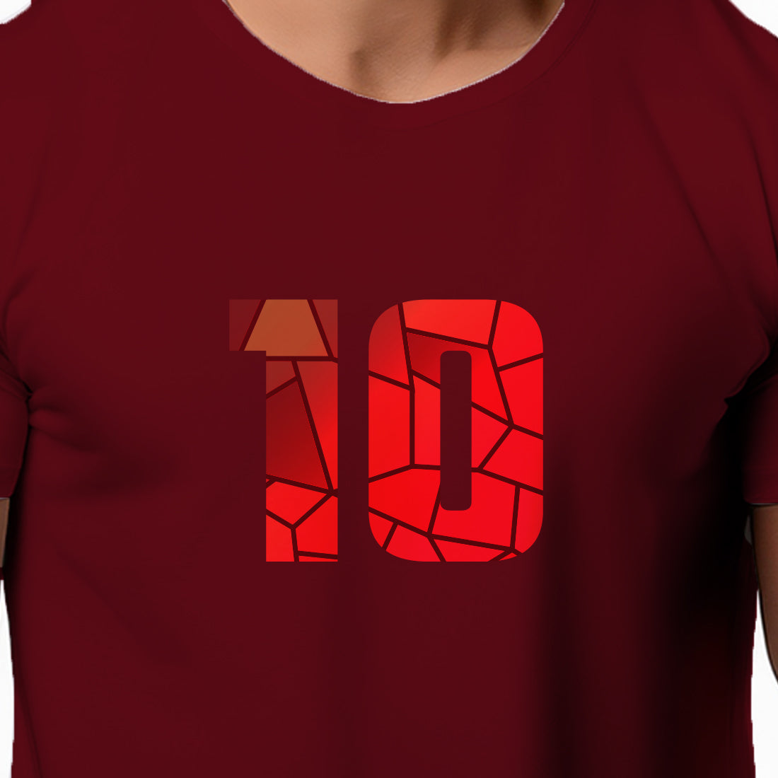 10 Number Men Unisex T-Shirt (Maroon)