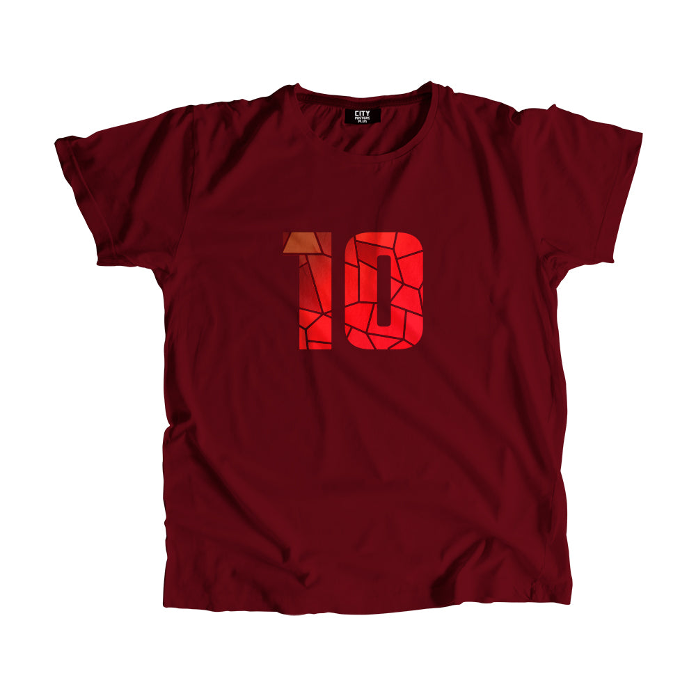 10 Number Men Unisex T-Shirt (Maroon)