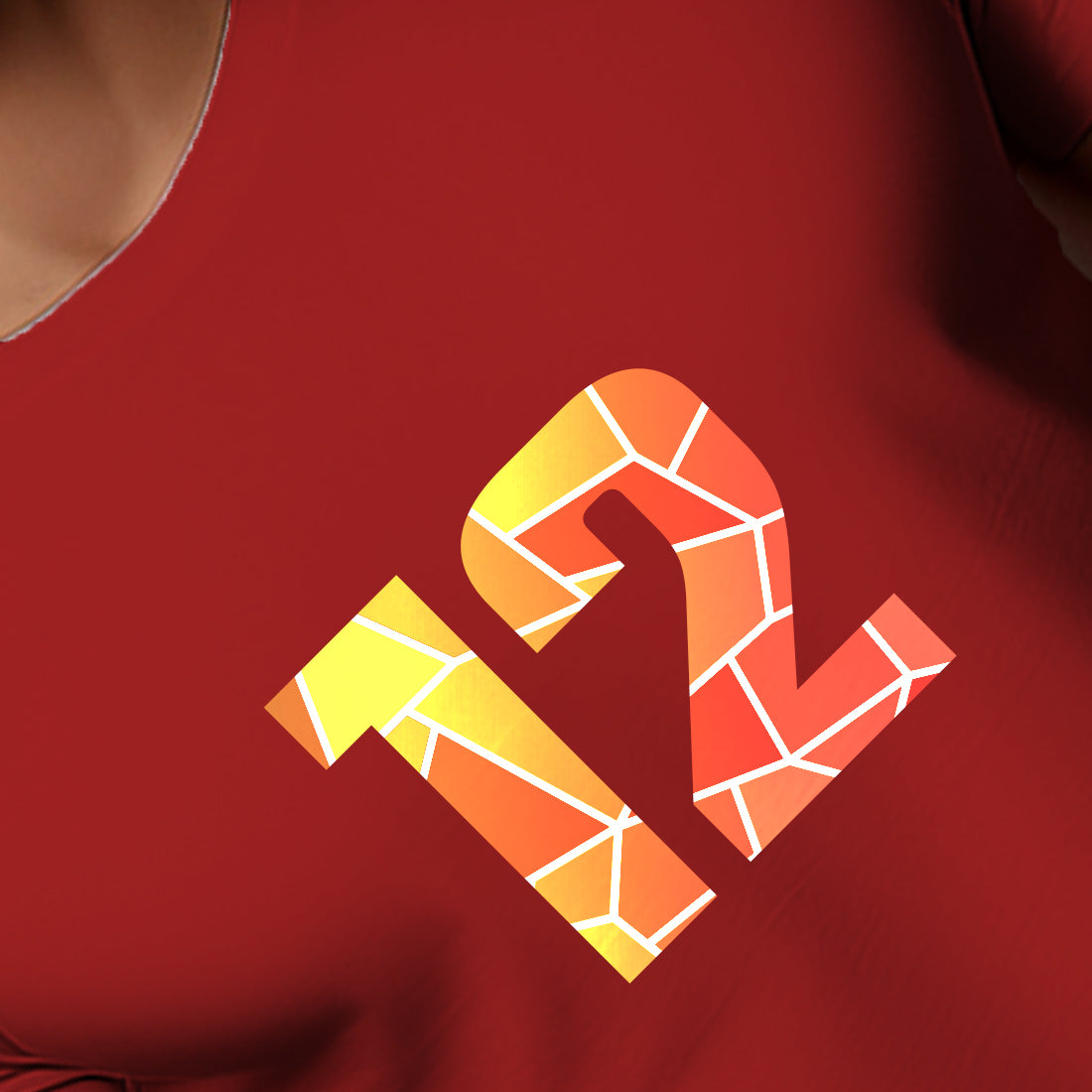 12 Number Men Unisex T-Shirt (Red)