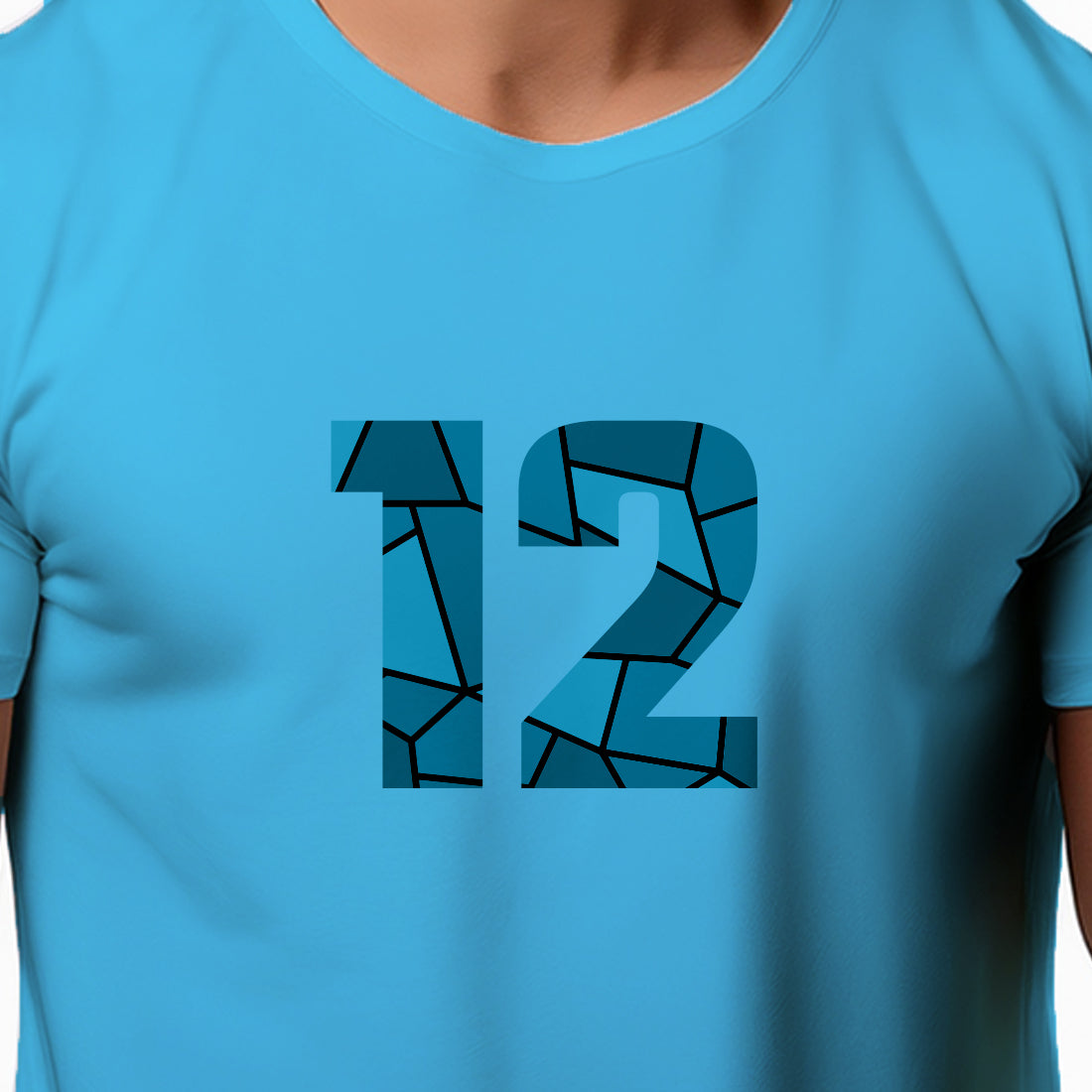 12 Number Men Unisex T-Shirt (Sky Blue)