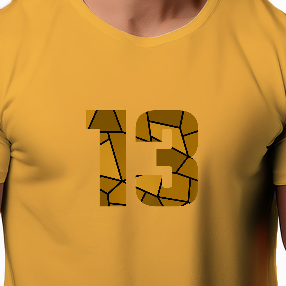 13 Number Men Unisex T-Shirt (Golden Yellow)