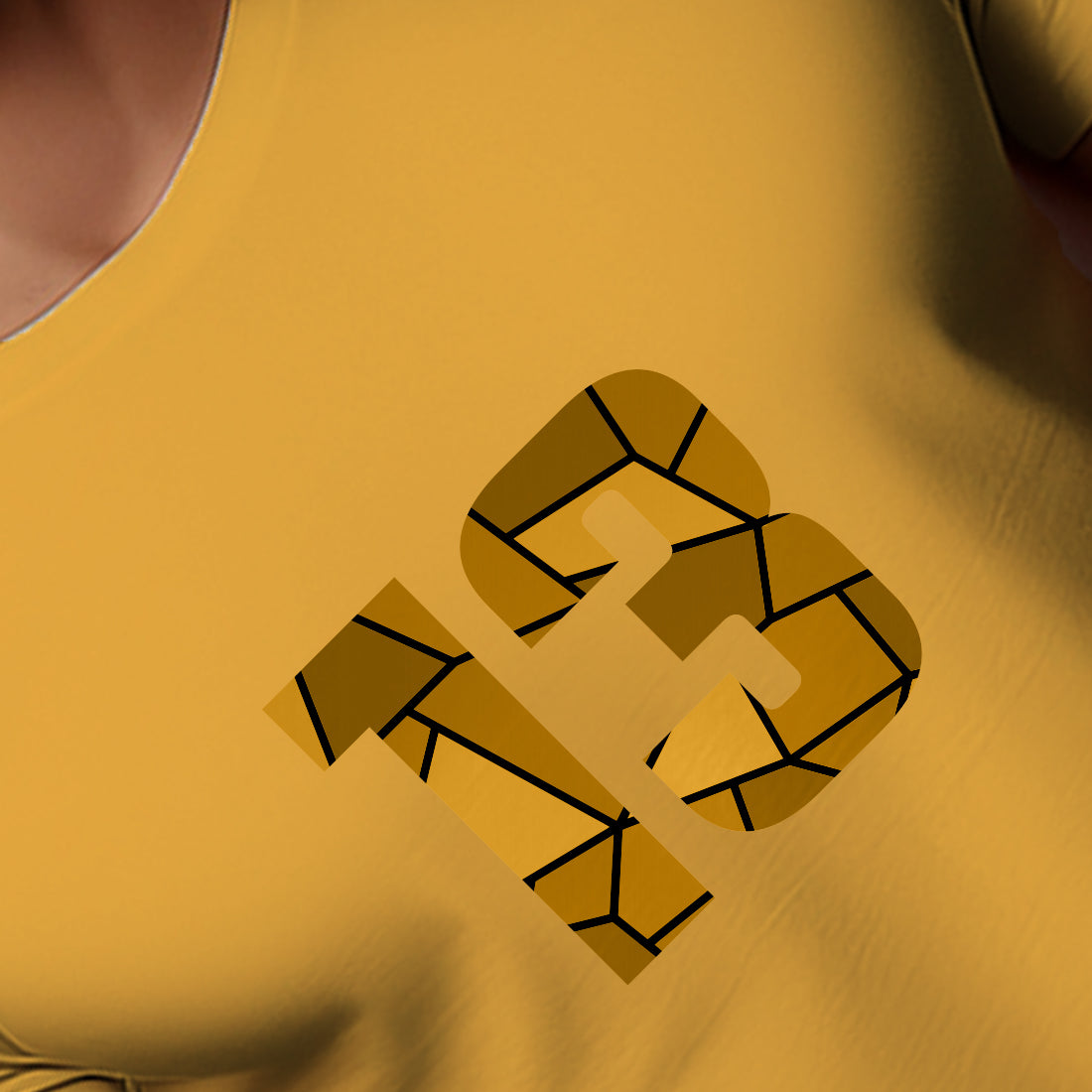 13 Number Men Unisex T-Shirt (Golden Yellow)