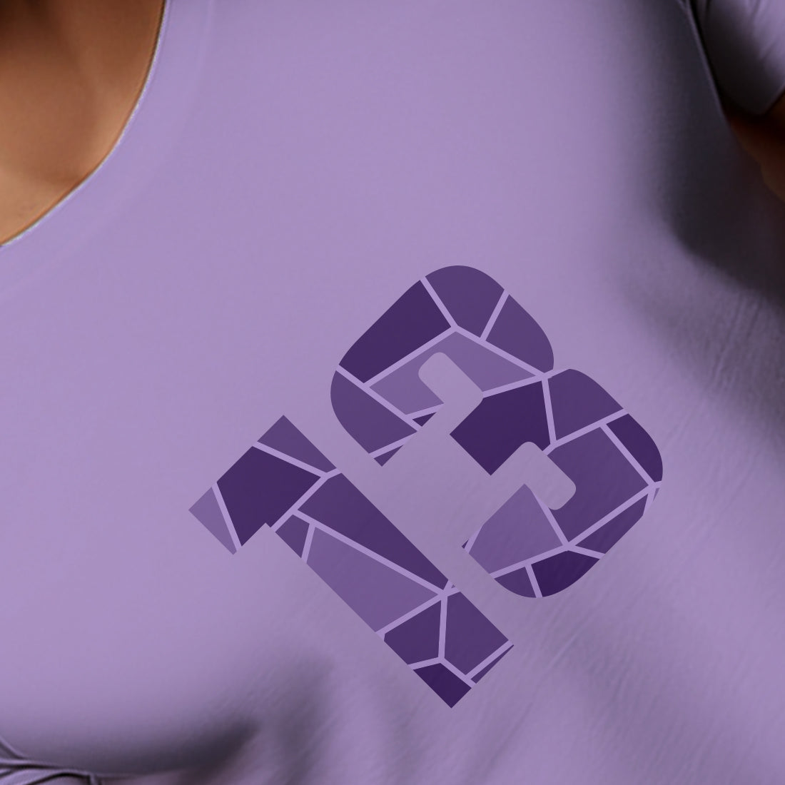 13 Number Men Unisex T-Shirt (Iris Lavender)
