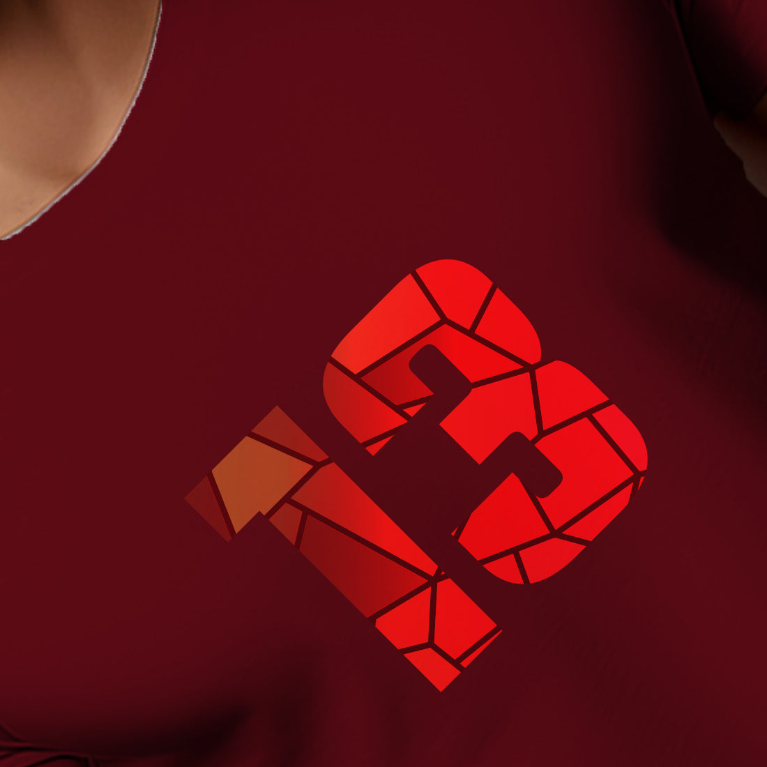 13 Number Men Unisex T-Shirt (Maroon)