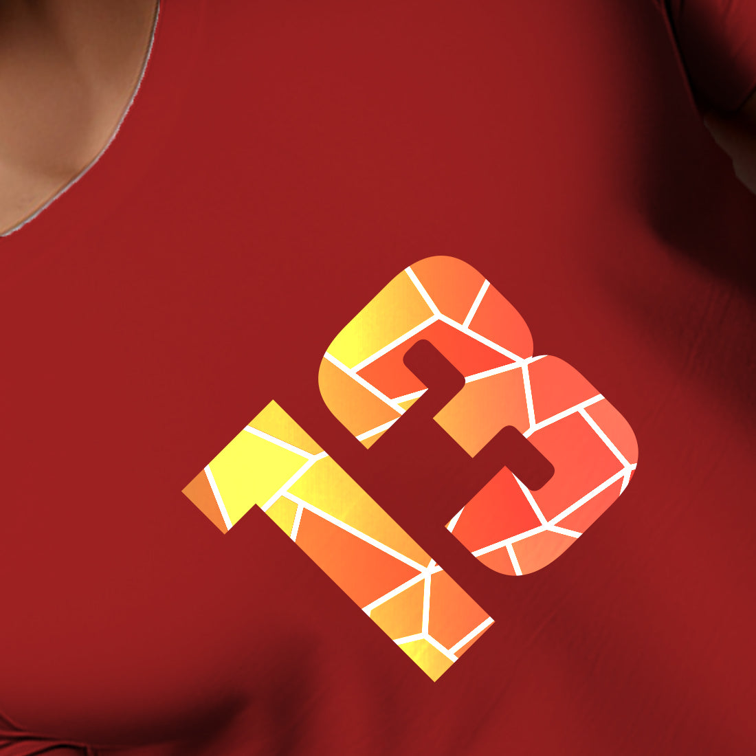 13 Number Men Unisex T-Shirt (Red)
