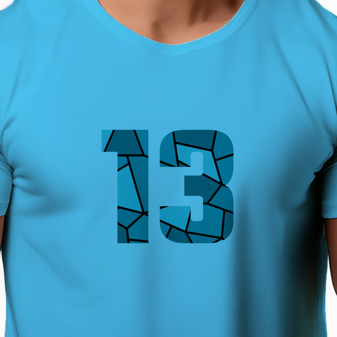 13 Number Men Unisex T-Shirt (Sky Blue)