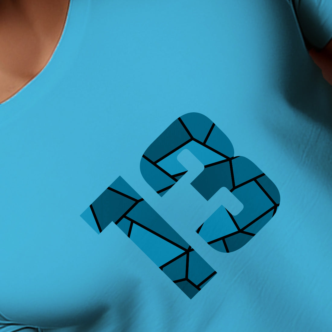 13 Number Men Unisex T-Shirt (Sky Blue)