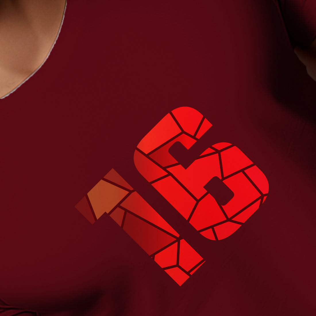 16 Number Men Unisex T-Shirt (Maroon)