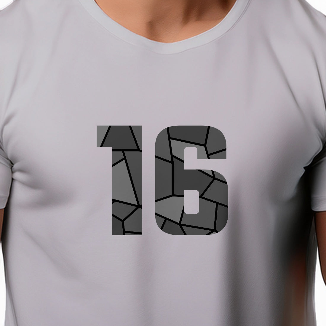 16 Number Men Unisex T-Shirt (Melange Grey)