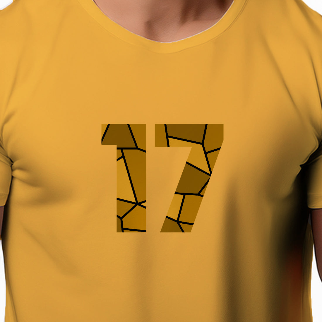 17 Number Men Unisex T-Shirt (Golden Yellow)